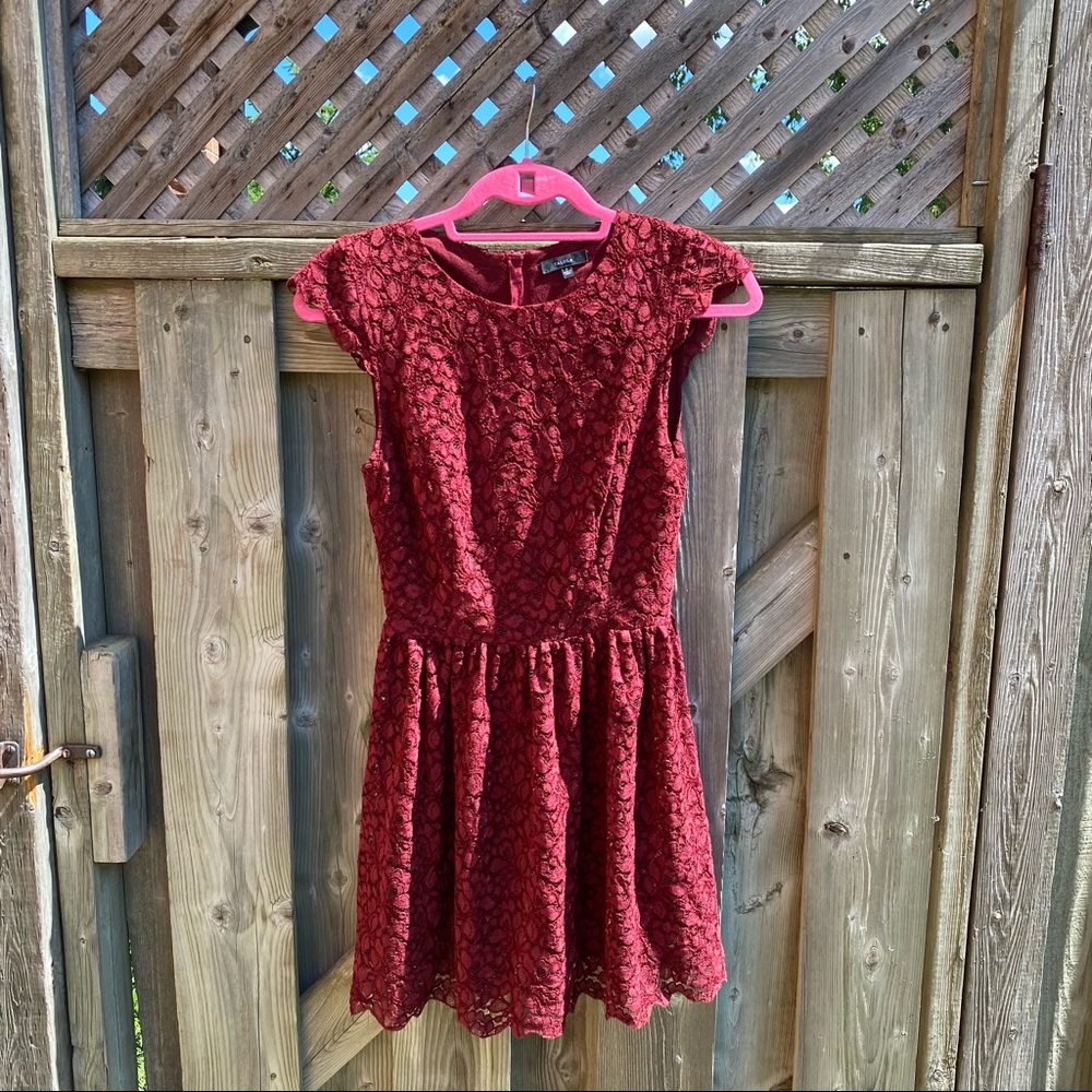 Talula Aritzia Burgandy Lace Dress